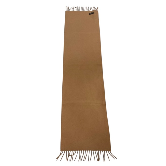 LORO PIANA CAMEL FRINGED CASHMERE SCARF - Picture 6 of 6